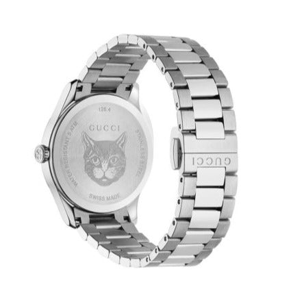  Shop Authentic Gucci G Timeless Quartz Mother of Pearl Pink Dial Silver Steel Strap Watch for Women - YA1264166 - Luxxuri