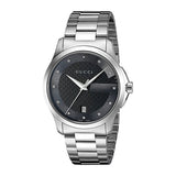  Shop Authentic Gucci G Timeless Diamonds Black Dial Silver Steel Strap Watch For Men - YA126456 - Luxxuri