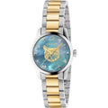  Shop Authentic Gucci G Timeless Quartz Mother of Pearl Blue Dial Two Tone Steel Strap Watch For Women - YA1265011 - Luxxuri