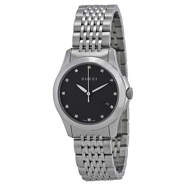  Shop Authentic Gucci G Timeless Diamonds Black Dial Silver Steel Strap Watch For Men - YA126405 - Luxxuri