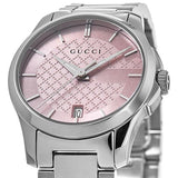  Shop Authentic Gucci G Timeless Pink Dial Silver Steel Strap Watch For Women - YA126524 - Luxxuri