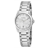  Shop Authentic Gucci G Timeless Diamonds Mother of Pearl Dial Silver Steel Strap Watch For Women - YA126542 - Luxxuri
