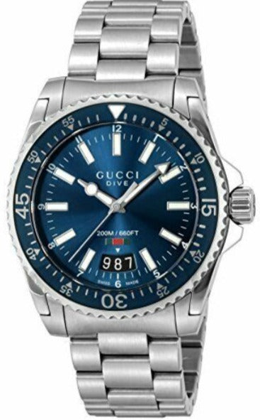  Shop Authentic Gucci Dive Quartz Blue Dial Silver Steel Strap Watch For Men - YA136311 - Luxxuri