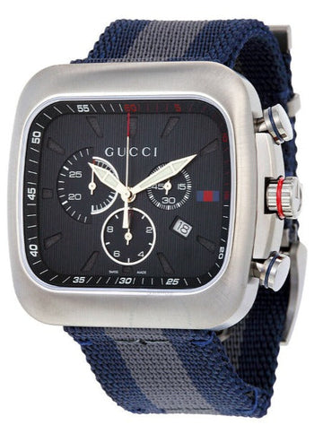  Shop Authentic Gucci Coupe Chronograph Blue Dial Two Tone NATO Strap Watch for Men - YA131203 - Luxxuri