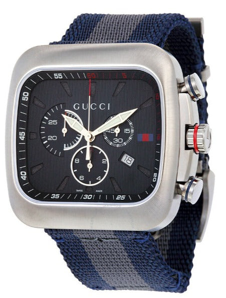  Shop Authentic Gucci Coupe Chronograph Blue Dial Two Tone NATO Strap Watch for Men - YA131203 - Luxxuri