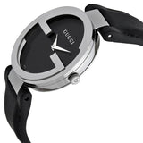  Shop Authentic Gucci G Interlocking Black Dial Black Leather Strap Watch For Women - YA133301 - Luxxuri