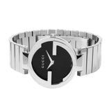  Shop Authentic Gucci Interlocking G Quartz Black Dial Black Steel Strap Watch For Women - YA133502 - Luxxuri