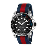  Shop Authentic Gucci Dive Black Dial Red & Blue Nylon Strap Watch For Men - YA136210 - Luxxuri