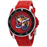  Shop Authentic Gucci Dive Quartz Red Dial Red Rubber Strap Watch For Men - YA136315 - Luxxuri