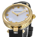  Shop Authentic Gucci Diamantissima Quartz Mother of Pearl Dial Black Leather Strap Watch for Women - YA141404 - Luxxuri