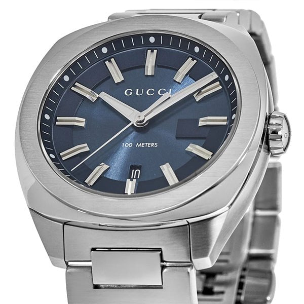  Shop Authentic Gucci GG2570 Quartz Blue Dial Silver Steel Strap Watch For Men - YA142303 - Luxxuri
