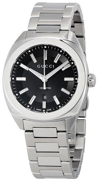  Shop Authentic Gucci GG2570 Quartz Black Dial Silver Steel Strap Watch For Men - YA142401 - Luxxuri
