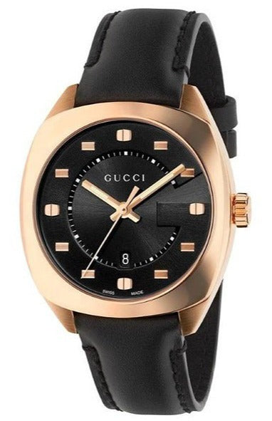 Shop Authentic Gucci GG2570 Quartz Black Dial Black Leather Strap Watch For Women - YA142407 - Luxxuri