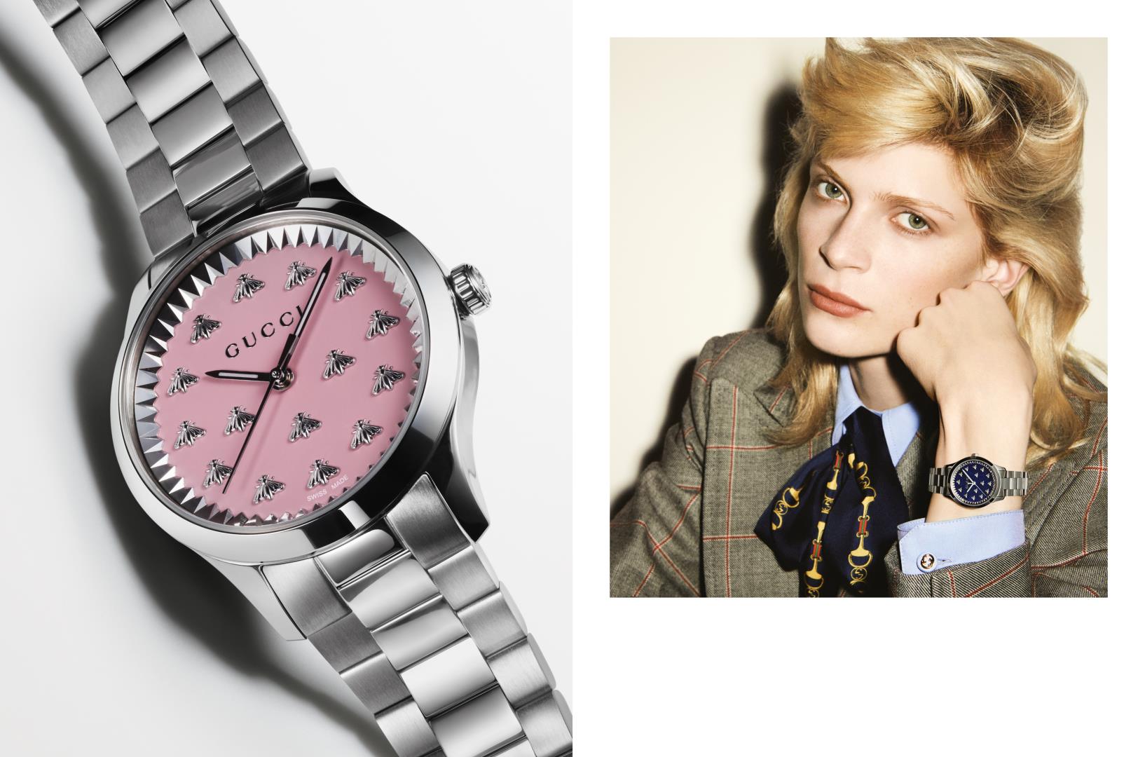  Shop Authentic Gucci G Timeless Quartz Pink Dial Silver Steel Strap Watch for Women - YA1265061 - Luxxuri