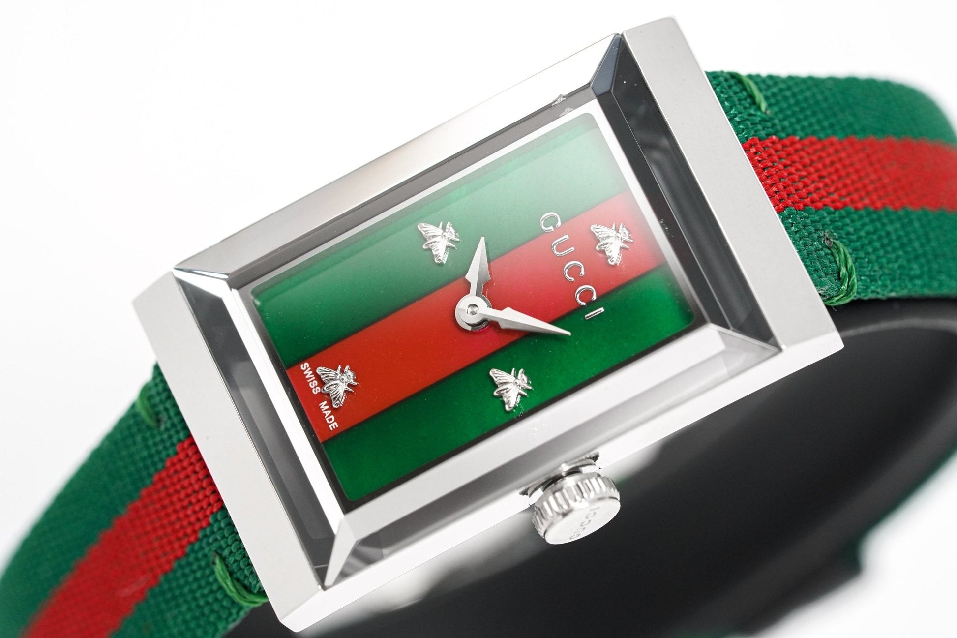  Shop Authentic Gucci G-Frame Mother of Pearl Dial Two Tone Nylon Strap Watch For Women - YA147404 - Luxxuri