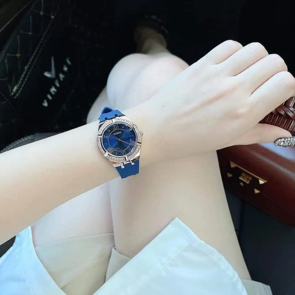  Shop Authentic Guess Cosmo Diamonds Blue Blue Dial Blue Silicone Strap Watch for Women - GW0034L4 - Luxxuri