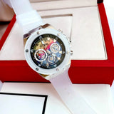  Shop Authentic Guess Poseidon Chronograph Rainbow Dial White Silicone Strap Watch For Men - GW0425G4 - Luxxuri