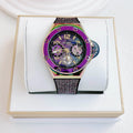 Guess Multifunction Analog Purple Dial Black Rubber Strap Watch For Women - GW0620L4