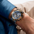Guess Equity Analog Blue Dial Two Tone Steel Strap Watch For Men - GW0703G3
