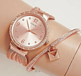 Shop Authentic Guess Chiffon Rose Gold Dial Mesh Bracelet Watch For Women - W1083L3 - Luxxuri
