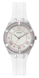  Shop Authentic Guess Sparkling Silver Dial White Rubber Strap Watch For Women - GW0032L1 - Luxxuri