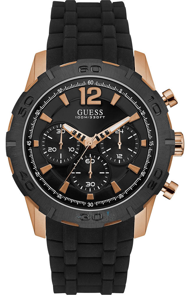  Shop Authentic Guess Caliber Chronograph Black Dial Black Rubber Strap Watch for Men  - W0864G2 - Luxxuri