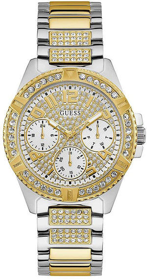  Shop Authentic Guess Frontier Chronograph Crystals Gold Dial Two Tone Steel Strap Watch For Women - W1156L5 - Luxxuri