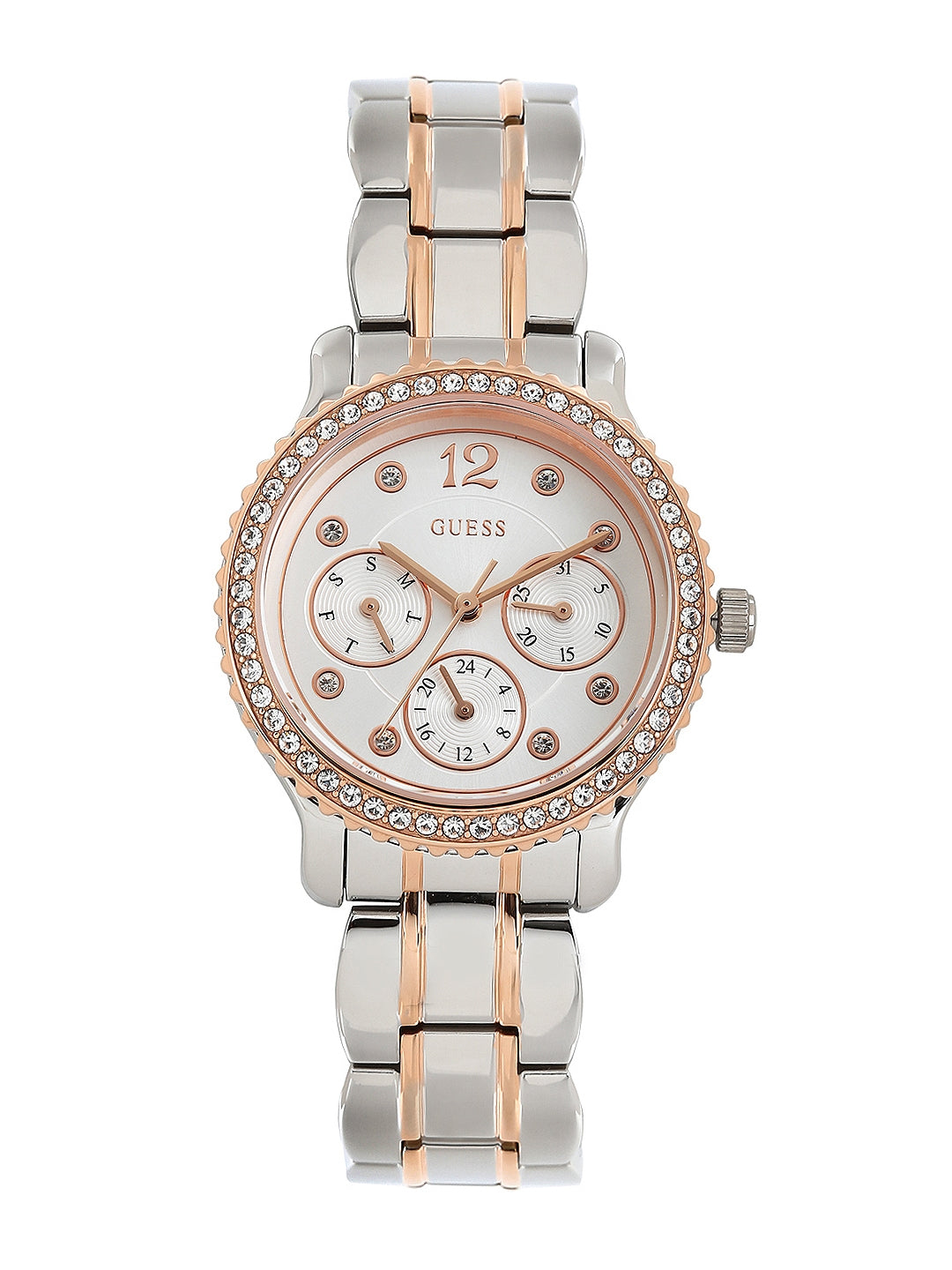  Shop Authentic Guess Enchanting Diamonds Silver Dial Two Tone Steel Strap Watch for Women - W0305L3 - Luxxuri