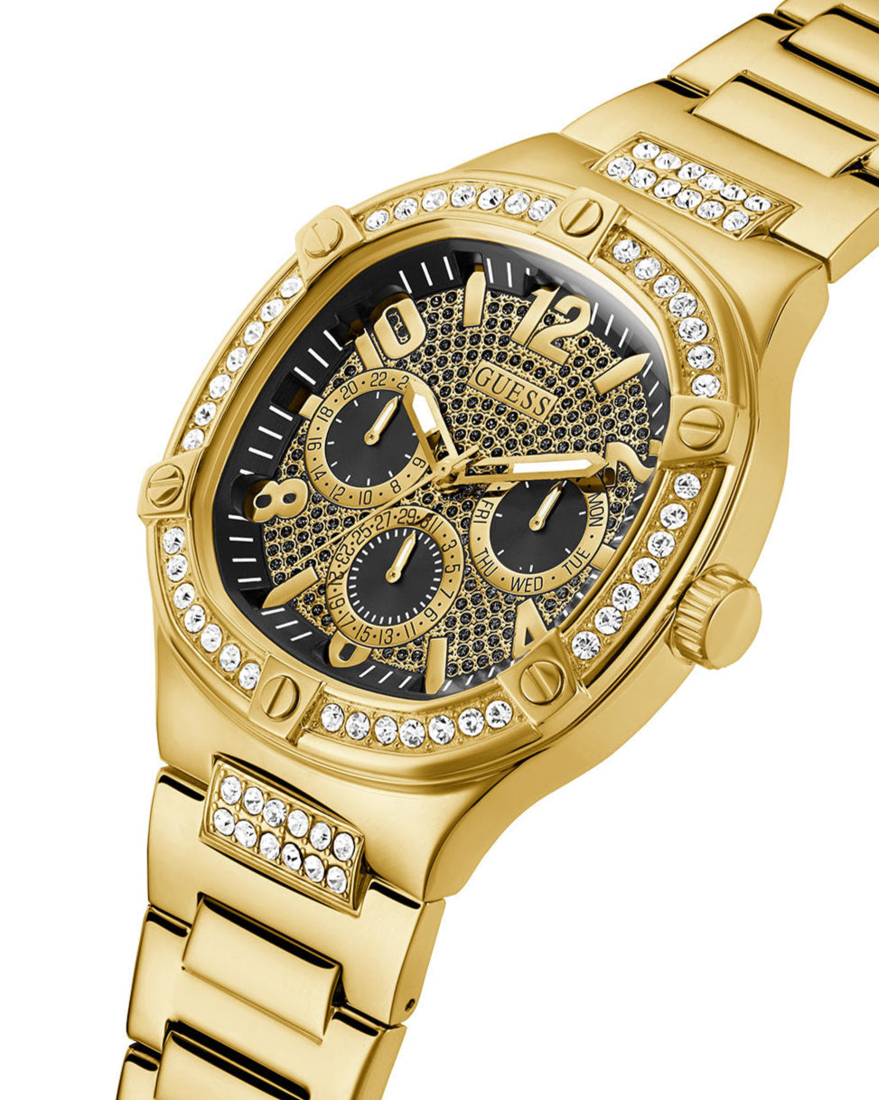  Shop Authentic Guess Duke Glitz Crystals Gold Dial Gold Steel Strap Watch For Men - GW0576G2 - Luxxuri