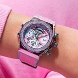 Shop Authentic Guess Fusion Chronograph Pink Dial Pink Leather Strap Watch for Women - GW0553L5 - Luxxuri