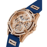  Shop Authentic Guess Queen Quartz Crystals Rose Gold Dial Blue Silicone Strap Watch For Women - GW0536L5 - Luxxuri