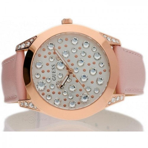  Shop Authentic Guess Wonderlust Beige Dial Pink Leather Strap Watch for Women - W1065L1 - Luxxuri