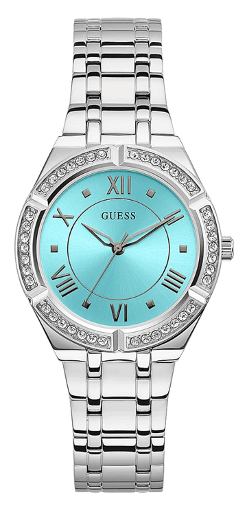  Shop Authentic Guess Cosmo Diamonds Turquoise Dial Silver Steel Strap Watch for Women - GW0033L7 - Luxxuri