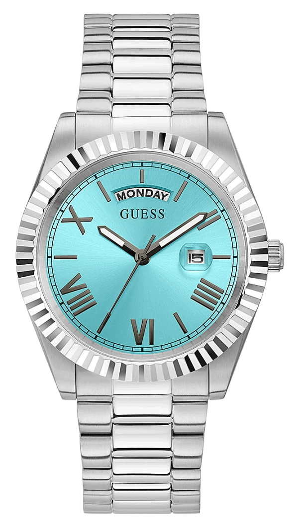  Shop Authentic Guess Connoisseur Turquoise Dial Silver Steel Strap Watch for Men - GW0265G11 - Luxxuri