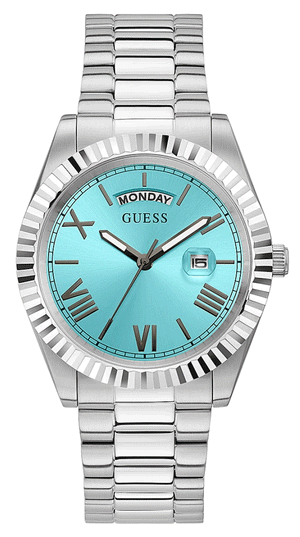  Shop Authentic Guess Connoisseur Turquoise Dial Silver Steel Strap Watch for Men - GW0265G11 - Luxxuri