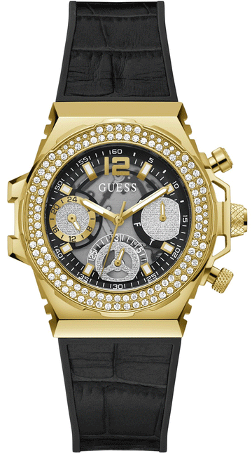  Shop Authentic Guess Fusion Chronograph Black Dial Black Leather Strap Watch For Women - GW0553L4 - Luxxuri