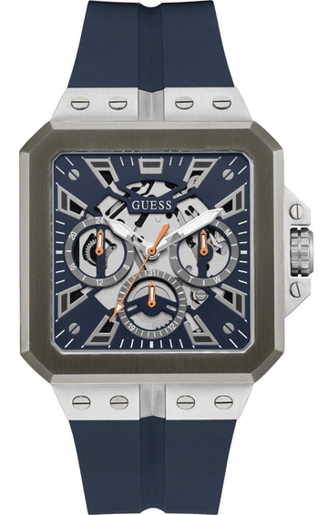 Shop Authentic Guess Leo Chronograph Navy Blue Dial Blue Silicone Strap Watch For Men - GW0637G1 - Luxxuri