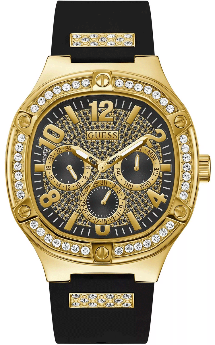  Shop Authentic Guess Duke Crystals Black Dial Black Silicone Strap Watch For Men - GW0641G2 - Luxxuri