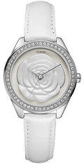  Shop Authentic Guess Rosette Analog White Dial White Leather Strap Watch For Women - W75043L1 - Luxxuri