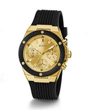  Shop Authentic Guess Athena Gold Dial Black Rubber Strap Watch For Women - GW0030L2 - Luxxuri