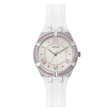  Shop Authentic Guess Sparkling Silver Dial White Rubber Strap Watch For Women - GW0032L1 - Luxxuri