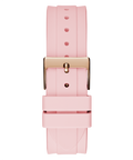Guess Sparkling Chronograph Crystals Pink Dial Pink Silicone Strap Watch For Women - GW0032L4