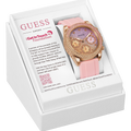Guess Sparkling Chronograph Crystals Pink Dial Pink Silicone Strap Watch For Women - GW0032L4