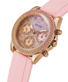  Shop Authentic Guess Sparkling Chronograph Crystals Pink Dial Pink Silicone Strap Watch For Women - GW0032L4 - Luxxuri