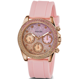  Shop Authentic Guess Sparkling Chronograph Crystals Pink Dial Pink Silicone Strap Watch For Women - GW0032L4 - Luxxuri