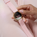 Guess Sparkling Chronograph Crystals Pink Dial Pink Silicone Strap Watch For Women - GW0032L4