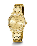 Shop Authentic Guess Cosmo Diamonds Gold Dial Gold Steel Strap Watch For Women - GW0033L2 - Luxxuri