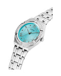  Shop Authentic Guess Cosmo Diamonds Turquoise Dial Silver Steel Strap Watch for Women - GW0033L7 - Luxxuri