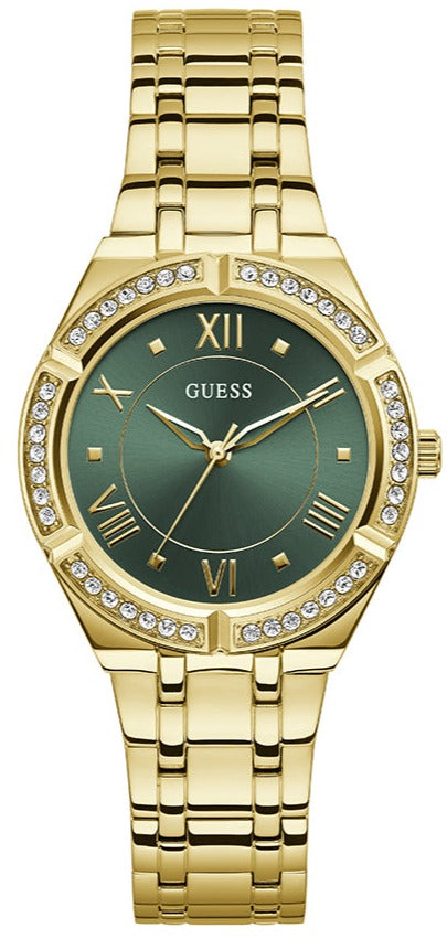  Shop Authentic Guess Cosmo Diamonds Green Dial Gold Steel Strap Watch for Women - GW0033L8 - Luxxuri