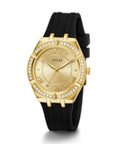  Shop Authentic Guess Cosmo Diamonds Gold Dial Black Rubber Strap Watch for Women - GW0034L1 - Luxxuri
